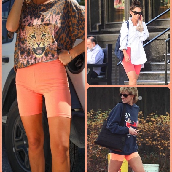 New! PLUS SIZE “Melon” Peach Orange Yoga Gym Cool Girl Bike Shorts - Picture 2 of 5